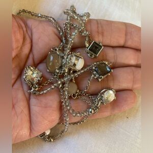 Loft 36” Long Silver Tone Necklace with Earth Tone‎ Stones